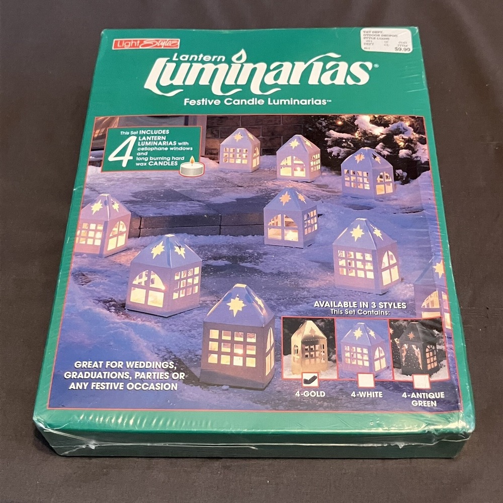 1 - Light Styles Lantern Luminarias / Gold / Festive Candle Luminaries / 4 Count